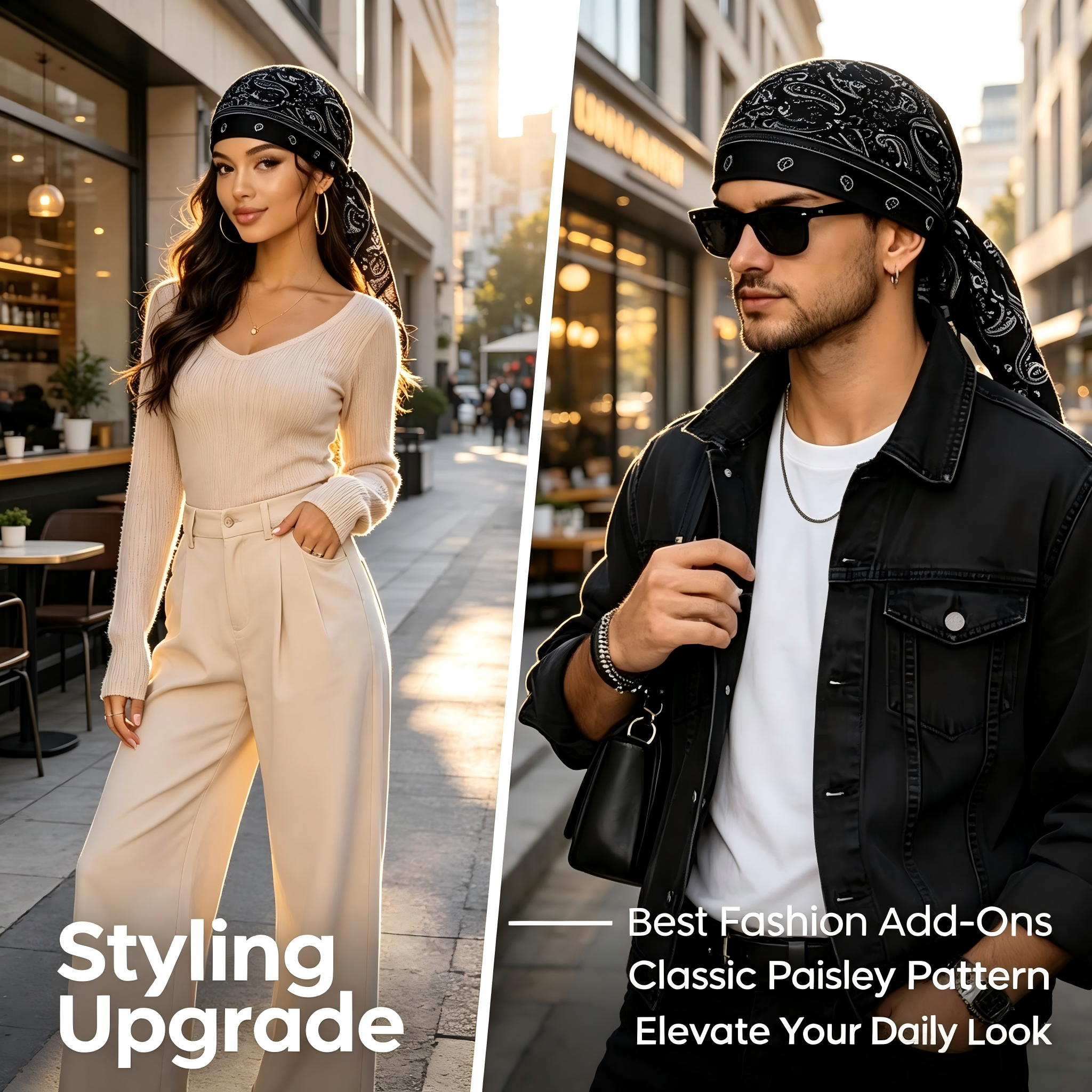 Unisex Paisley Bandana Headscarf Cap, Cooling Breathable Sports Do Rag, Sweat Wicking Skull Cap for Cycling, Running, Camping & Daily Street Fashion