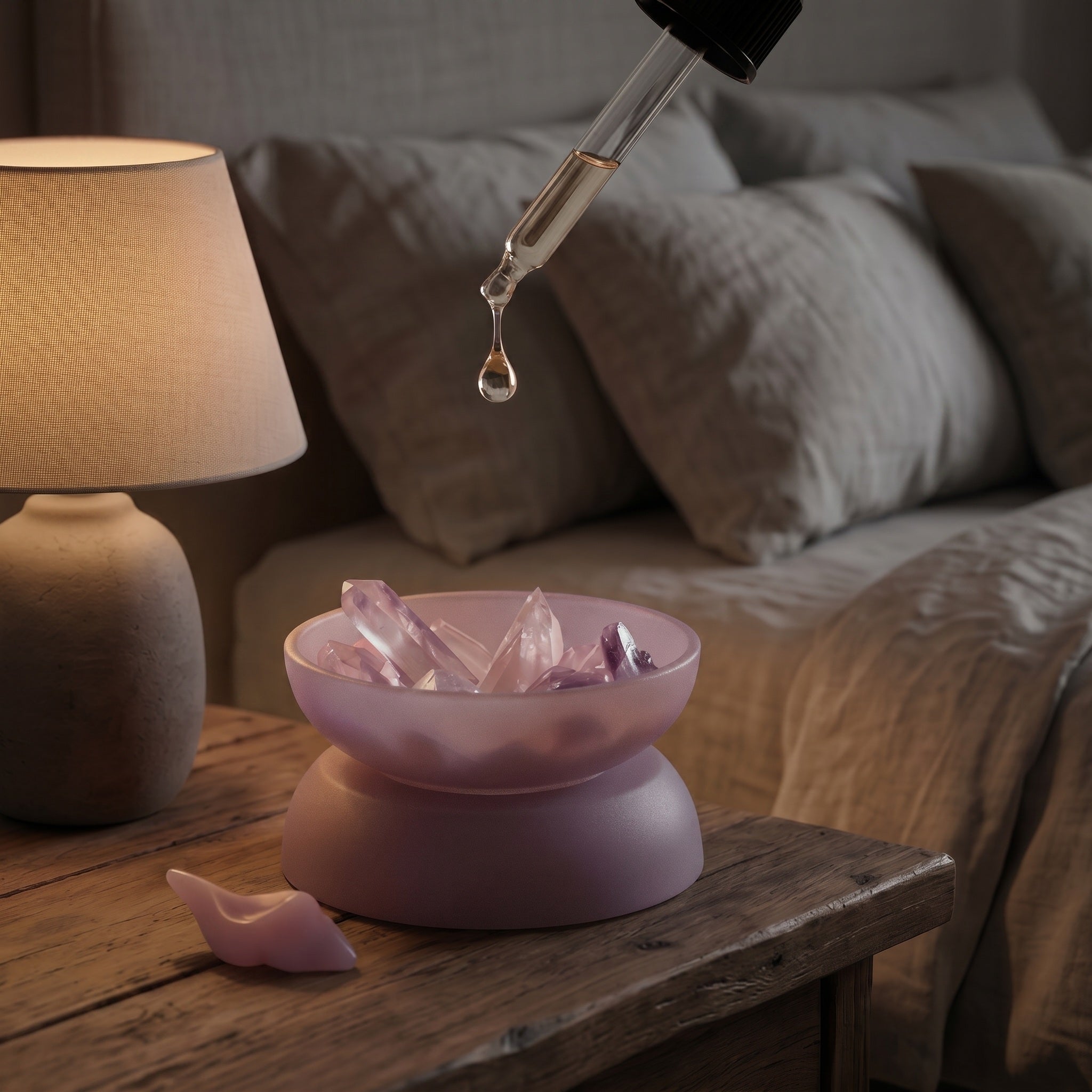 Serene Lilac Amethyst Crystal Aromatherapy Diffuser Set