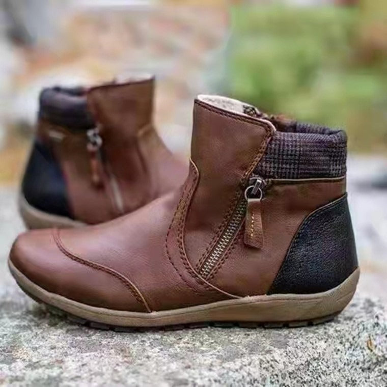 Zipper Waterproof Ankle-Support Boots