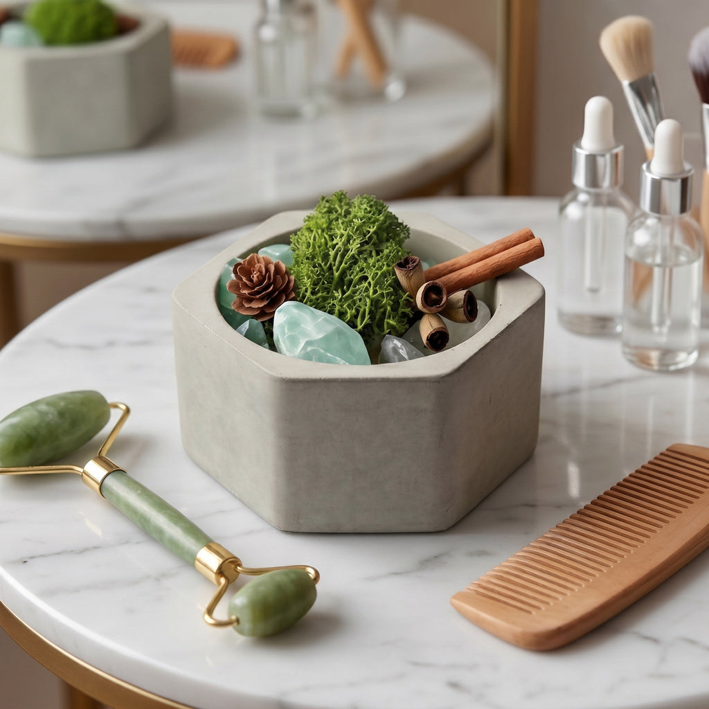 Industrial Woodland Hexagonal Concrete Aromatherapy Diffuser Set