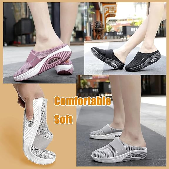 🔥 LAST DAY SALE-80%✨ BQODQO®  Air-Cushion Slip-On Walking Shoes, Orthopedic Slippers, with Arch-Support for Women