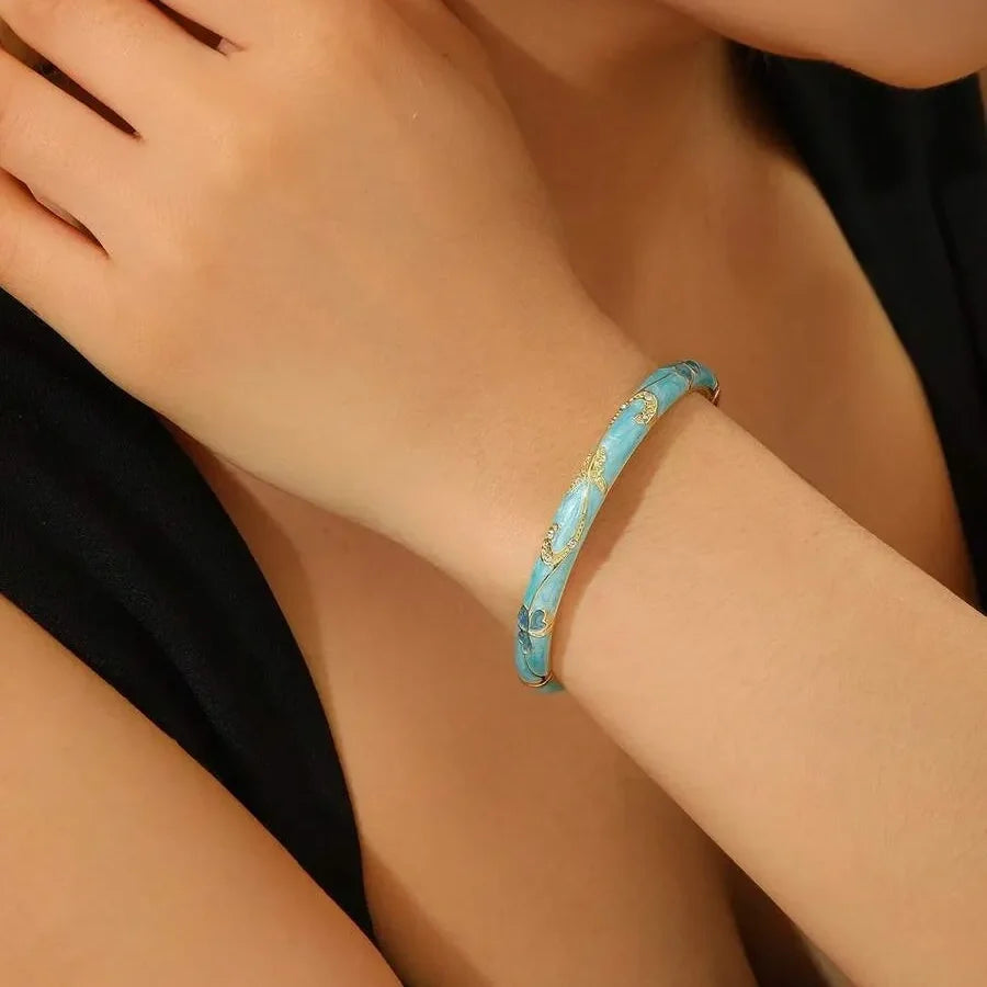🔥 𝑳𝑨𝑺𝑻 𝑫𝑨𝒀 𝑺𝑨𝑳𝑬-𝟖𝟎% 𝑶𝑭𝑭 - Lymphatic MagneticTherapy Gold Cloisonné Enamel Bracelet
