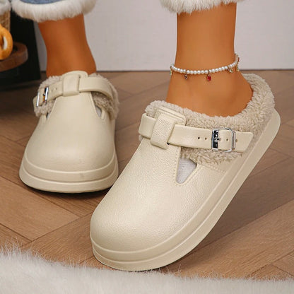 🔥 𝑳𝑨𝑺𝑻 𝑫𝑨𝒀 𝑺𝑨𝑳𝑬-𝟖𝟎% 𝑶𝑭𝑭 ✨Plush Fur-Lined Clogs – Warm, Soft & Cosy with a Classic Buckle Design