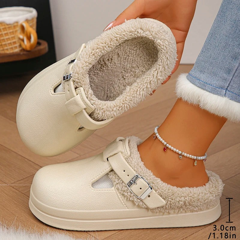 🔥 𝑳𝑨𝑺𝑻 𝑫𝑨𝒀 𝑺𝑨𝑳𝑬-𝟖𝟎% 𝑶𝑭𝑭 ✨Plush Fur-Lined Clogs – Warm, Soft & Cosy with a Classic Buckle Design